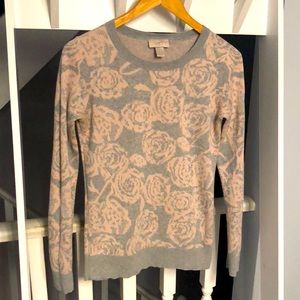 Loft - pink and grey metallic rose sweater